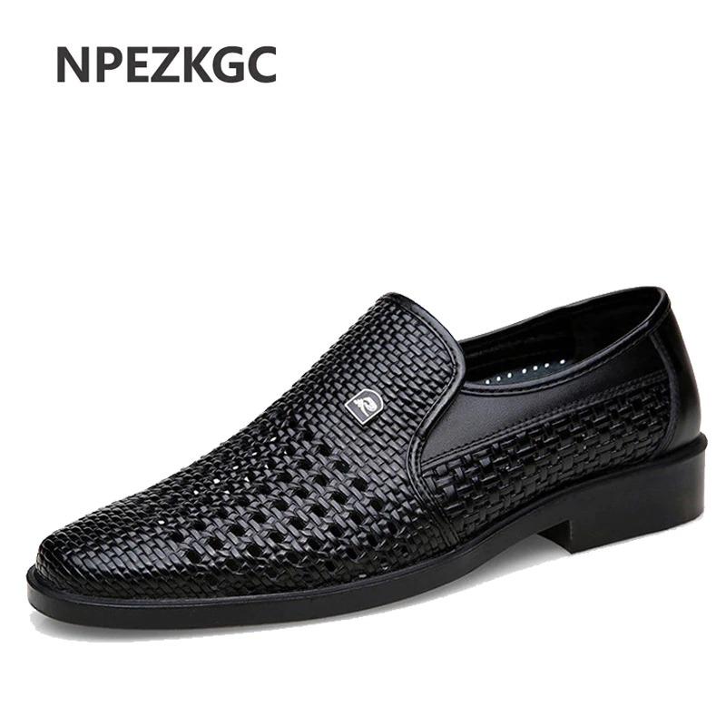Luxury Brand Genuine Leather Fashion Men Business Dress Loafers Pointed Toe Black Shoes Oxford Breathable Formal Wedding Shoes