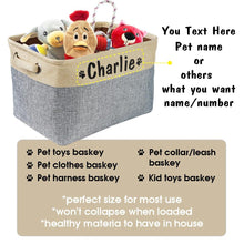 Load image into Gallery viewer, Personalized Pet Dog Toy Storage Basket Dog Canvas Bag Foldable Pet Toys Linen Storage Box Bins Dog Accessories Pet Supplies
