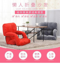 Load image into Gallery viewer, Folding Floor Chair for Living Room Janpanese Lazy Sofa Soft Futon with Armrest &amp; Adjustable Back Multi Function Furniture
