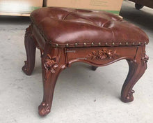 Load image into Gallery viewer, Vintage American Furniture Stool Home Living Room Square Stool European Carved Leather Stool Sofa Coffee Table Stool Shoe Bench
